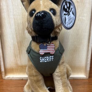 German Shepherd Stuffed Animal Green Vest