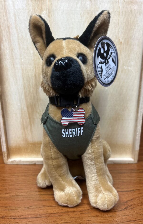 German Shepherd Stuffed Animal Green Vest