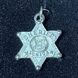 3/4 Inch Sheriff Michigan Logo Charm with loop for necklace chain