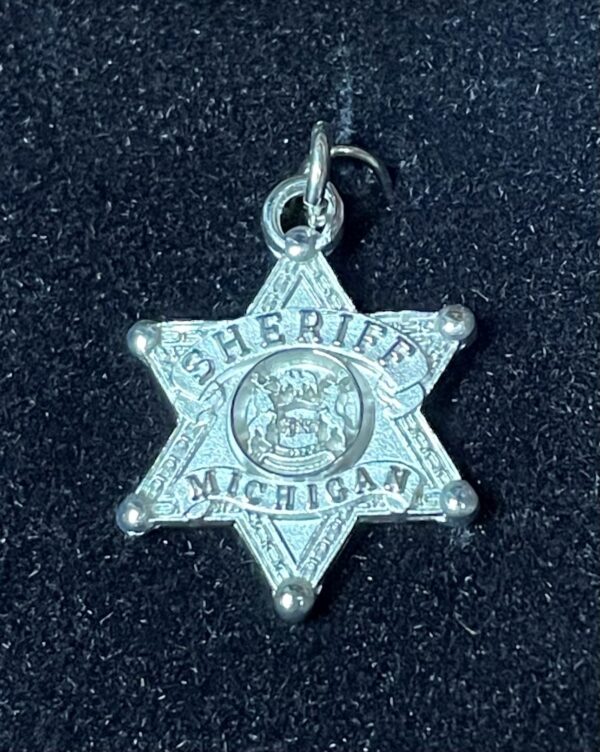 3/4 Inch Sheriff Michigan Logo Charm with loop for necklace chain